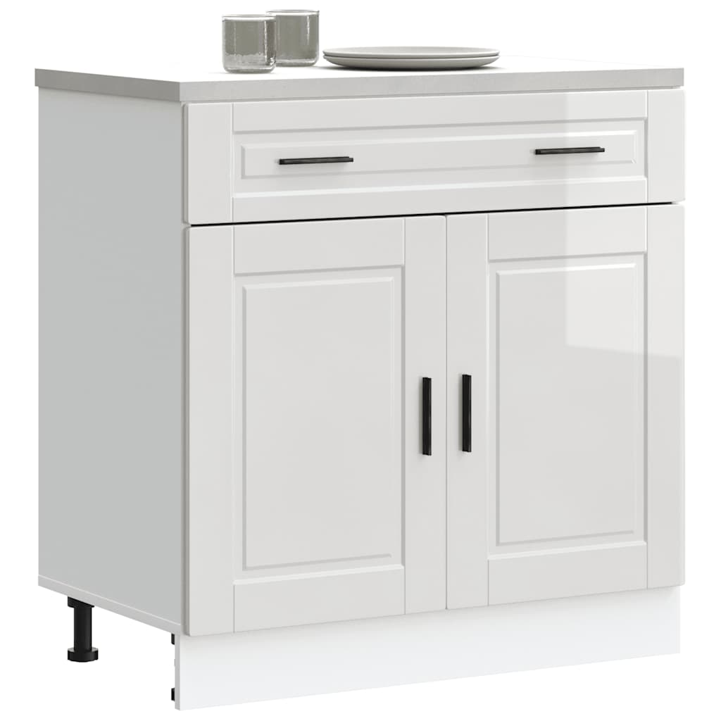 Armoire de cuisine Porto blanc brillant bois ingénierie - Meubles de cuisine
