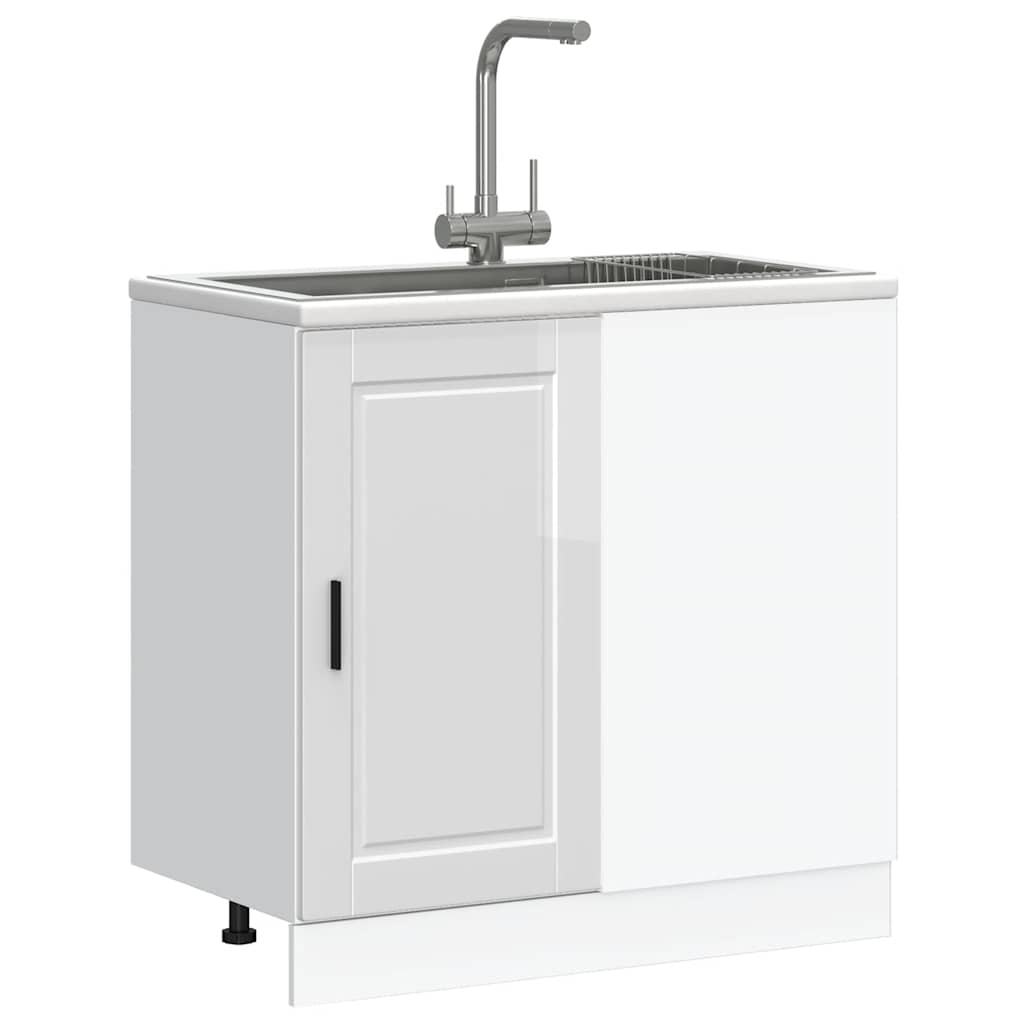 Armoire de cuisine Porto blanc brillant bois ingénierie - Meubles de cuisine