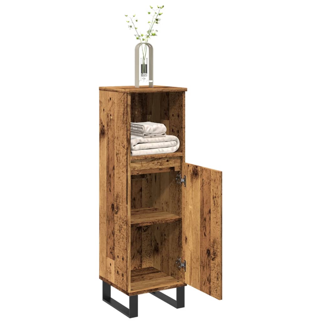 Armoire de salle de bain vieux bois 30x30x100cm bois ingénierie - Meubles-lavabos de salle de bains