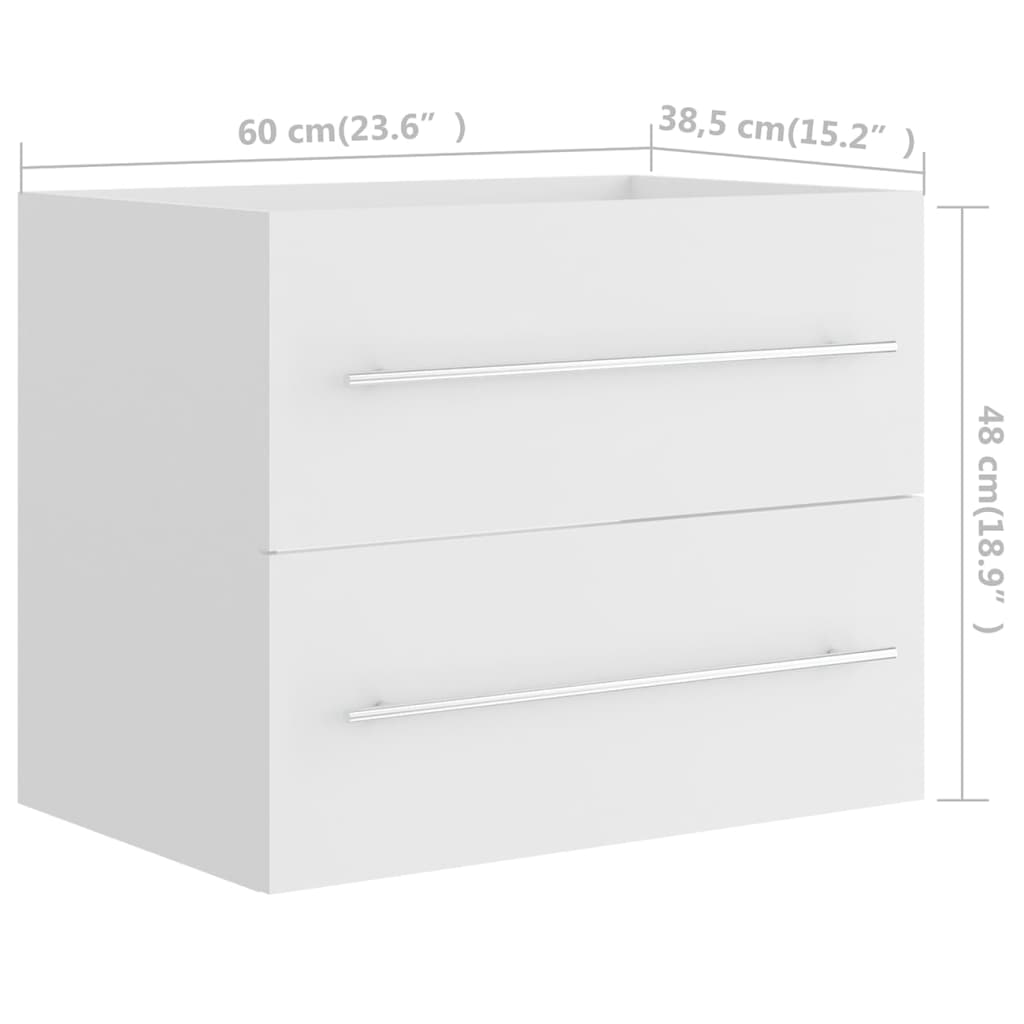 Armoire d’évier avec lavabo intégré Blanc Aggloméré - Meubles-lavabos de salle de bains