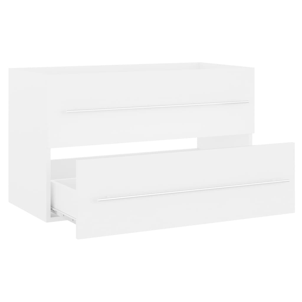 Armoire d’évier avec lavabo intégré Blanc Aggloméré - Meubles-lavabos de salle de bains