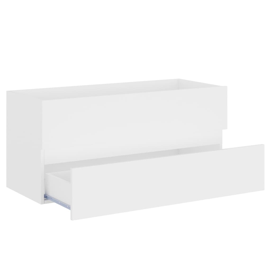 Armoire d’évier avec lavabo intégré Blanc Aggloméré - Meubles-lavabos de salle de bains