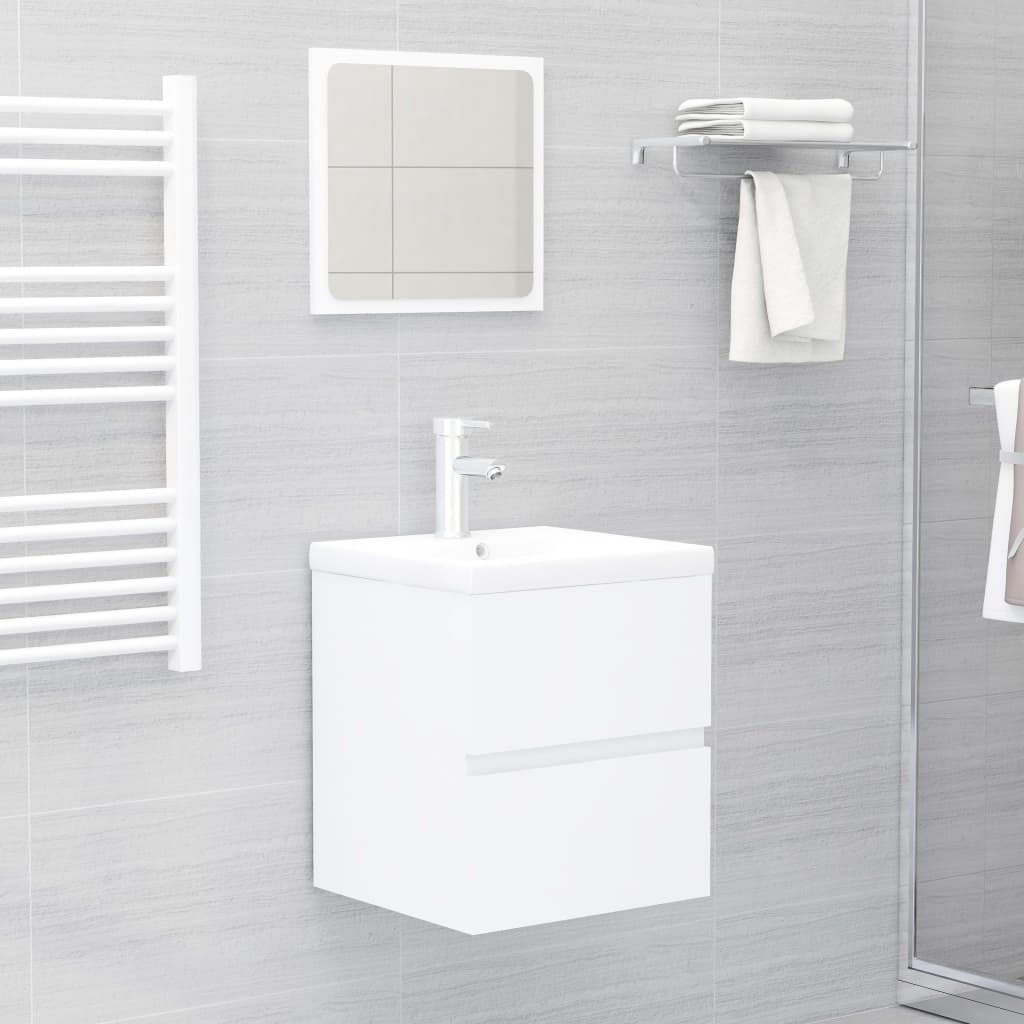 Armoire d’évier avec lavabo intégré Blanc Aggloméré - Meubles-lavabos de salle de bains