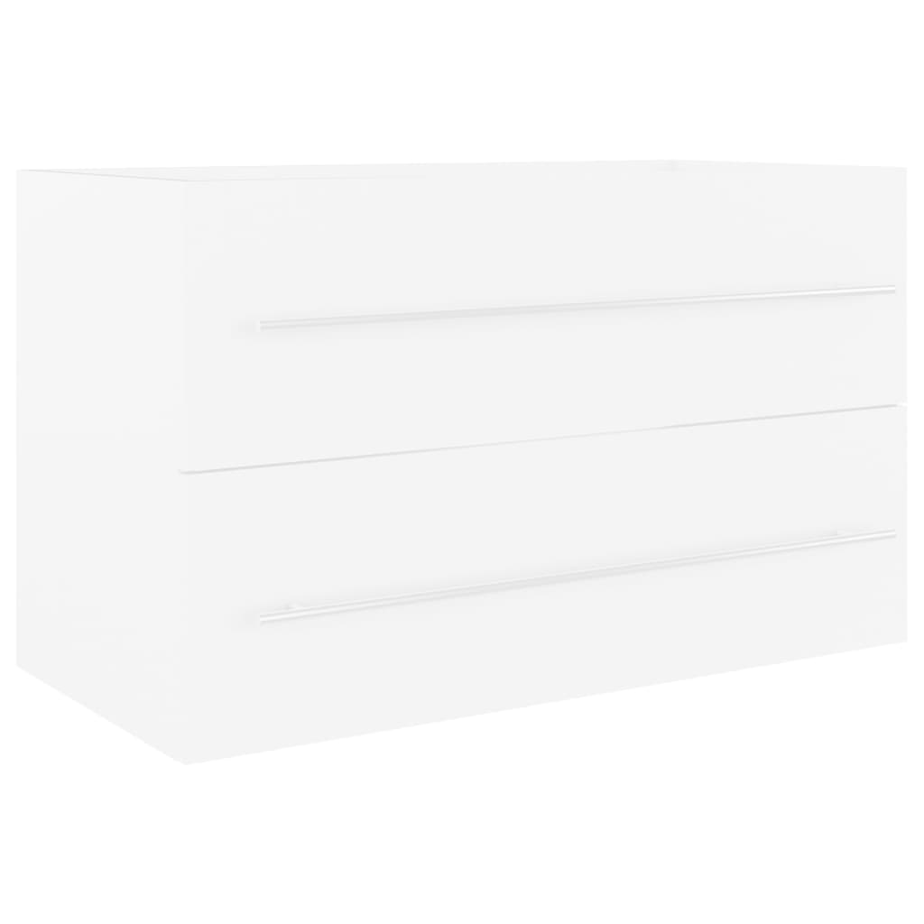 Armoire d’évier avec lavabo intégré Blanc Aggloméré - Meubles-lavabos de salle de bains