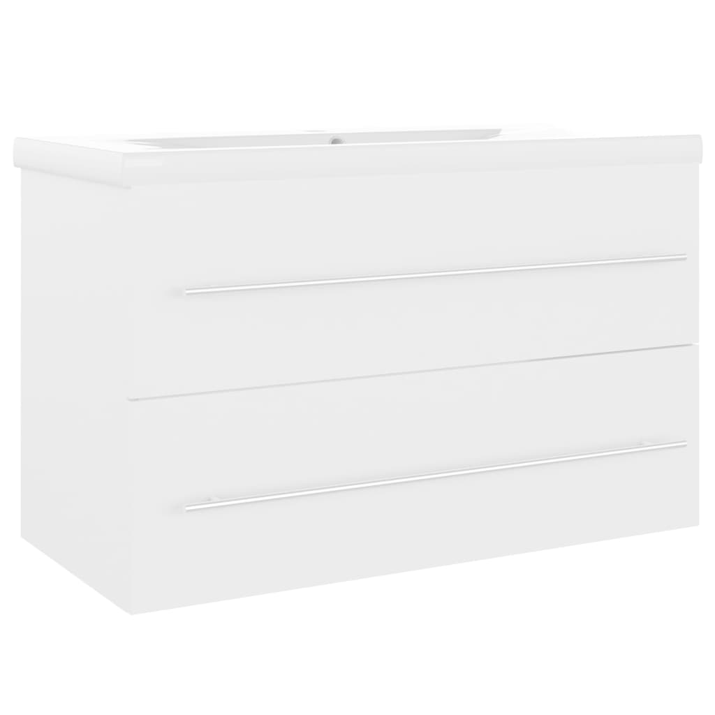 Armoire d’évier avec lavabo intégré Blanc Aggloméré - Meubles-lavabos de salle de bains