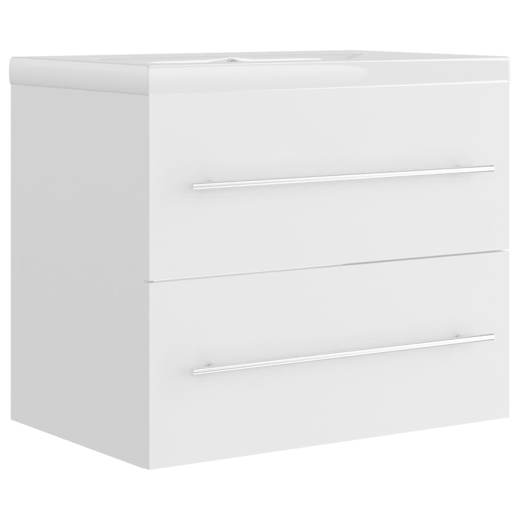 Armoire d’évier avec lavabo intégré Blanc Aggloméré - Meubles-lavabos de salle de bains