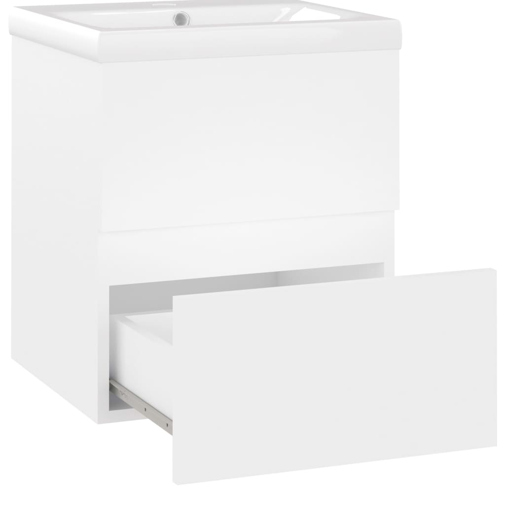 Armoire d’évier avec lavabo intégré Blanc Aggloméré - Meubles-lavabos de salle de bains