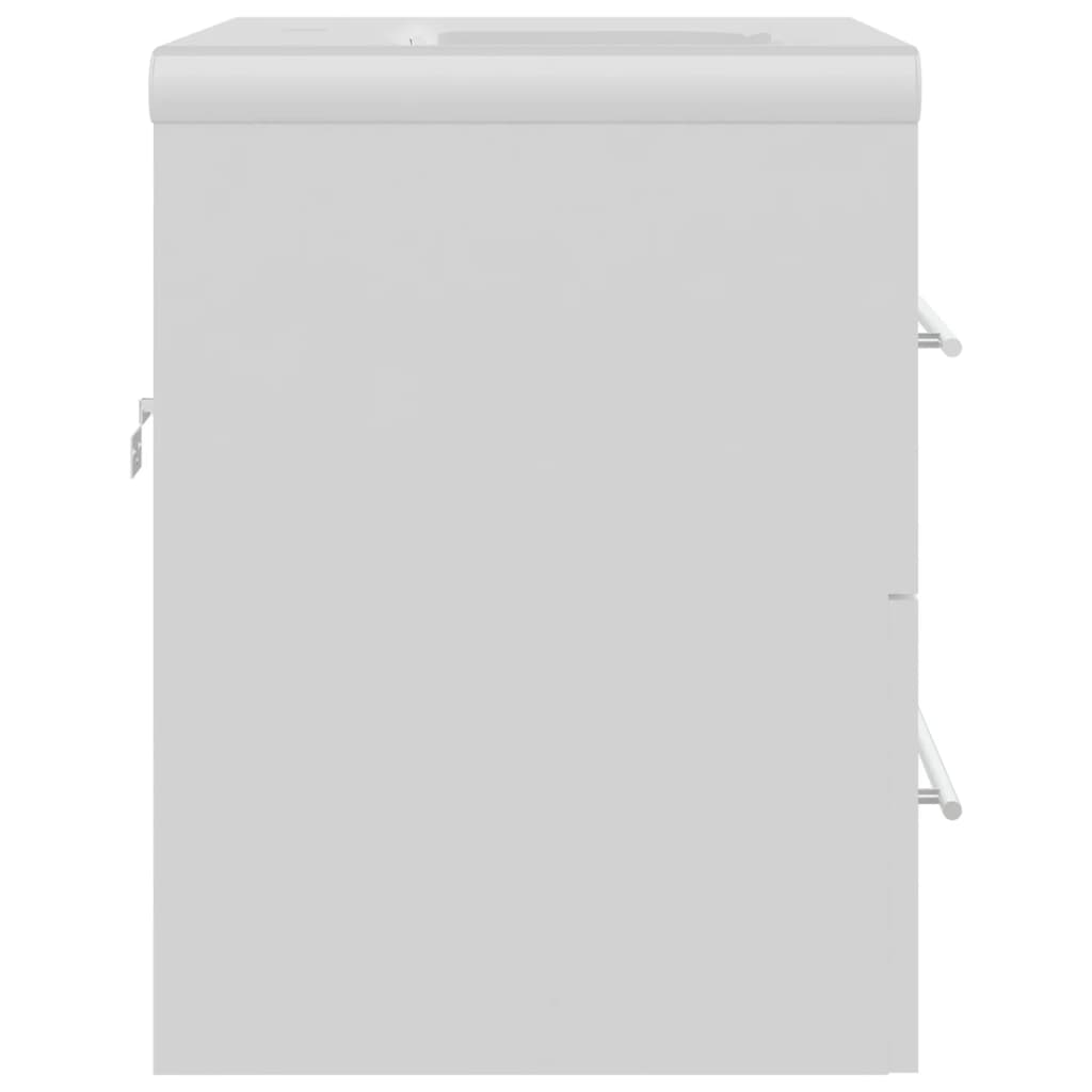 Armoire d’évier avec lavabo intégré Blanc Aggloméré - Meubles-lavabos de salle de bains