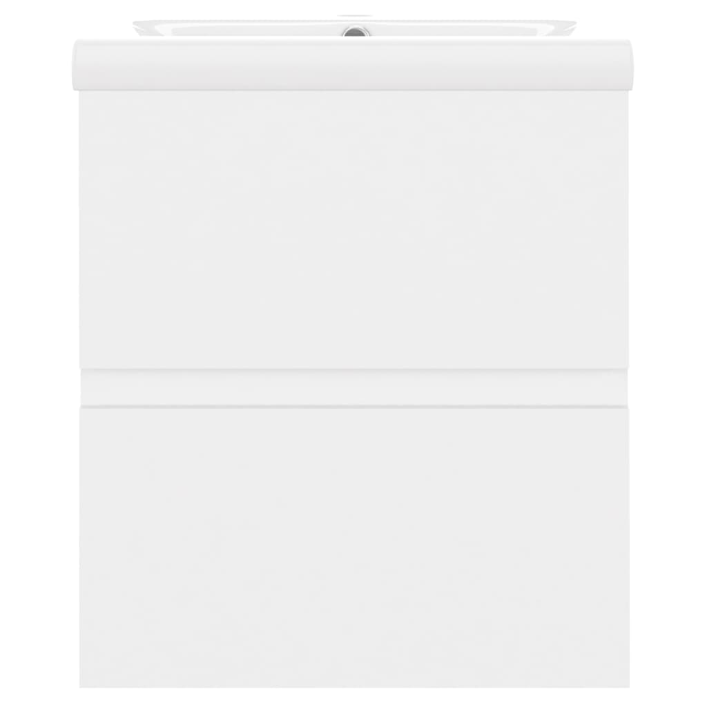 Armoire d’évier avec lavabo intégré Blanc Aggloméré - Meubles-lavabos de salle de bains