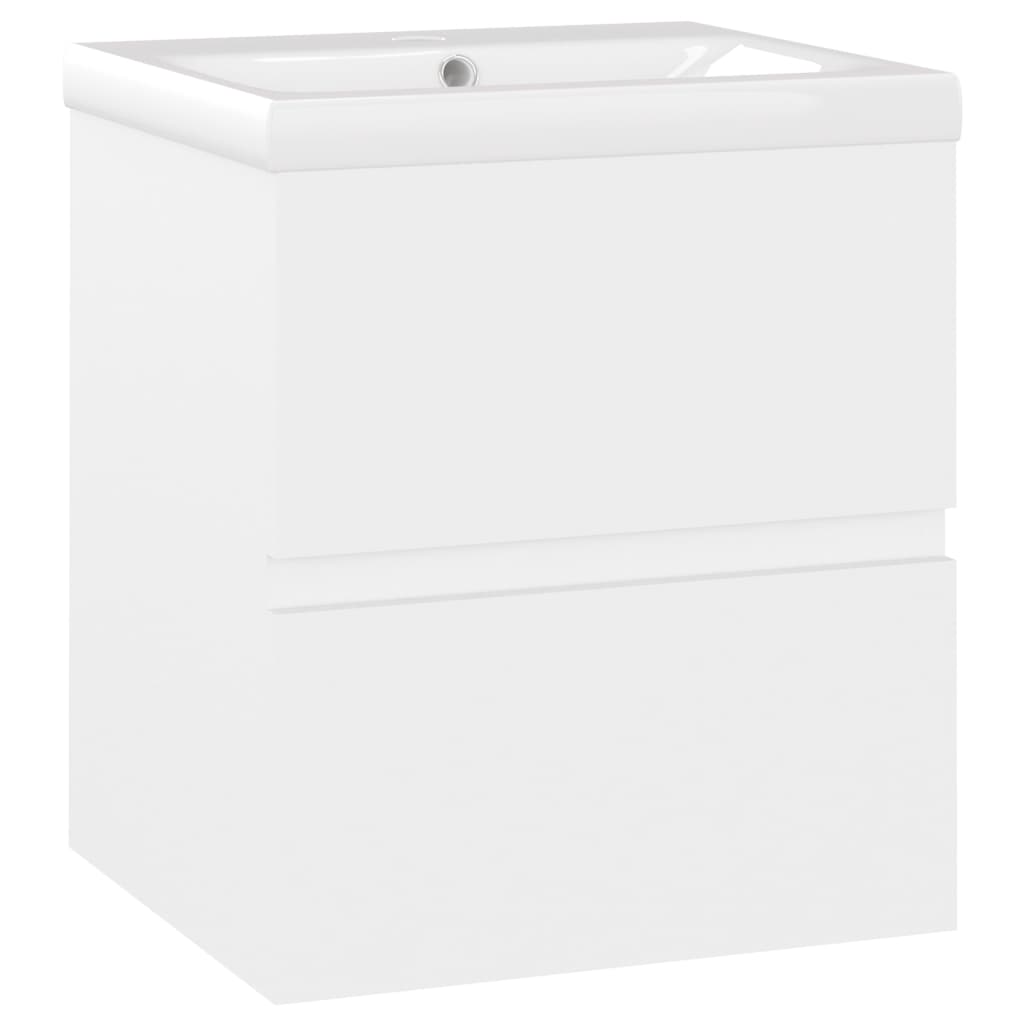 Armoire d’évier avec lavabo intégré Blanc Aggloméré - Meubles-lavabos de salle de bains