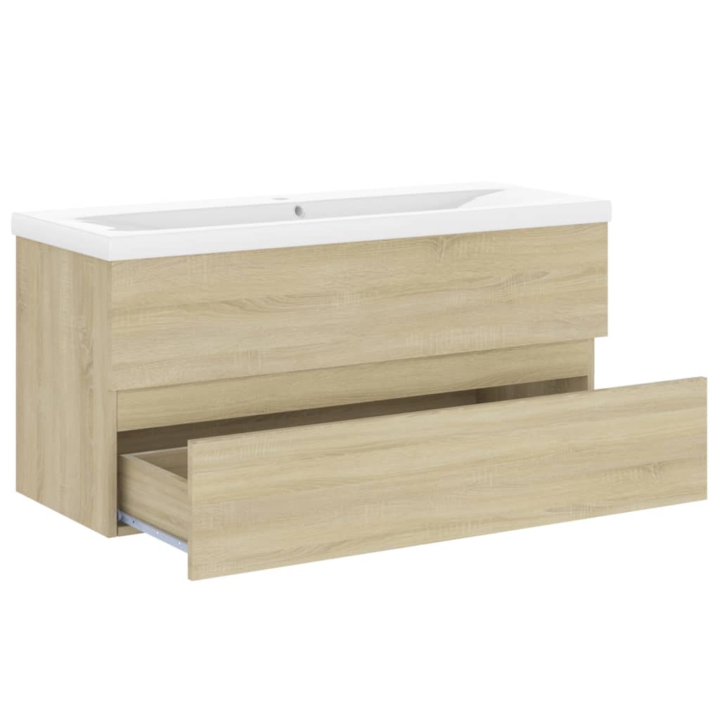 Armoire d’évier avec lavabo intégré Chêne sonoma Aggloméré - Meubles-lavabos de salle de bains