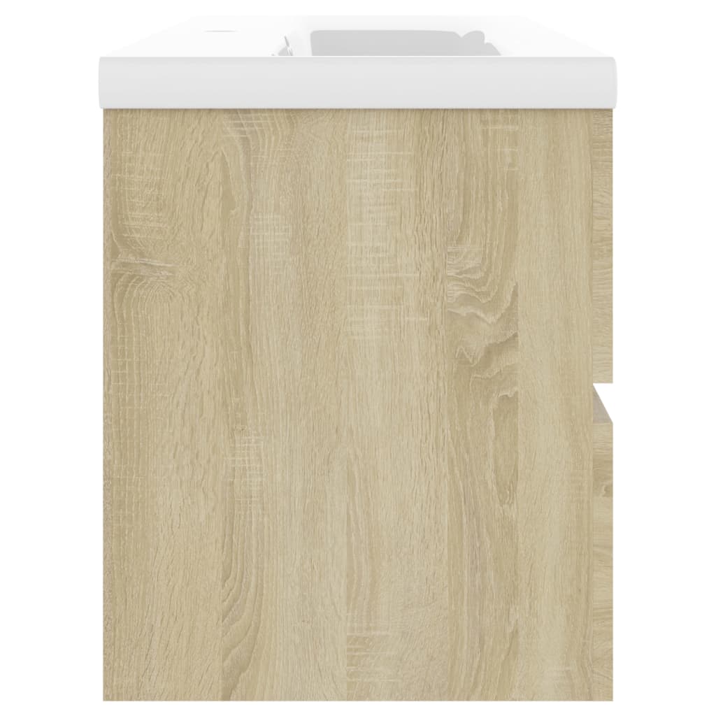 Armoire d’évier avec lavabo intégré Chêne sonoma Aggloméré - Meubles-lavabos de salle de bains