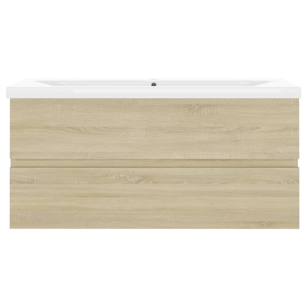 Armoire d’évier avec lavabo intégré Chêne sonoma Aggloméré - Meubles-lavabos de salle de bains
