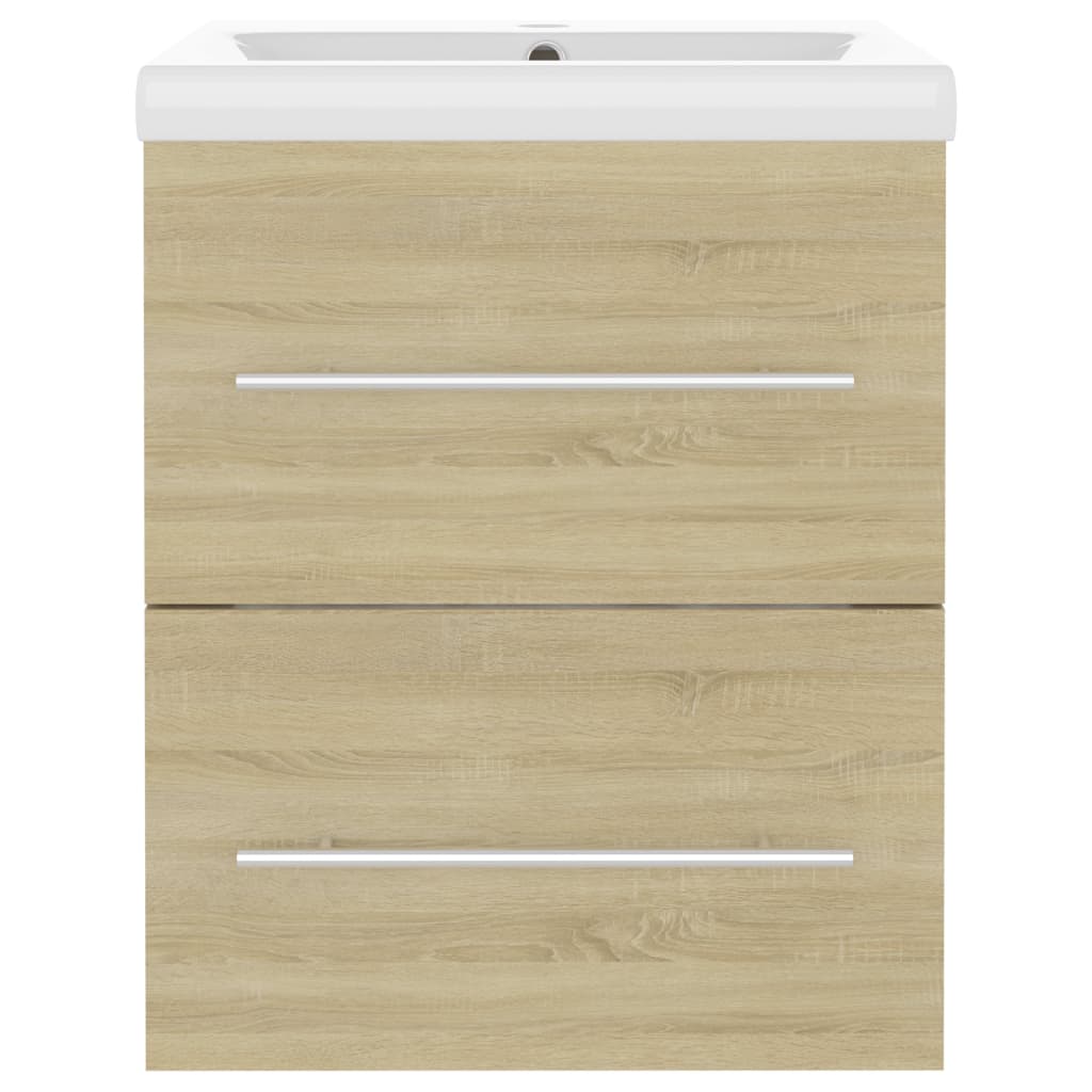 Armoire d’évier avec lavabo intégré Chêne sonoma Aggloméré - Meubles-lavabos de salle de bains