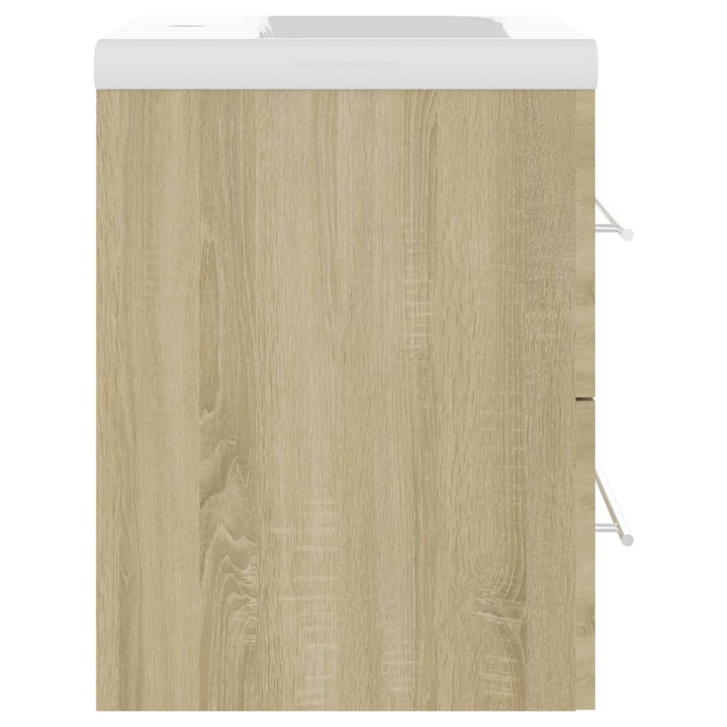 Armoire d’évier avec lavabo intégré Chêne sonoma Aggloméré - Meubles-lavabos de salle de bains