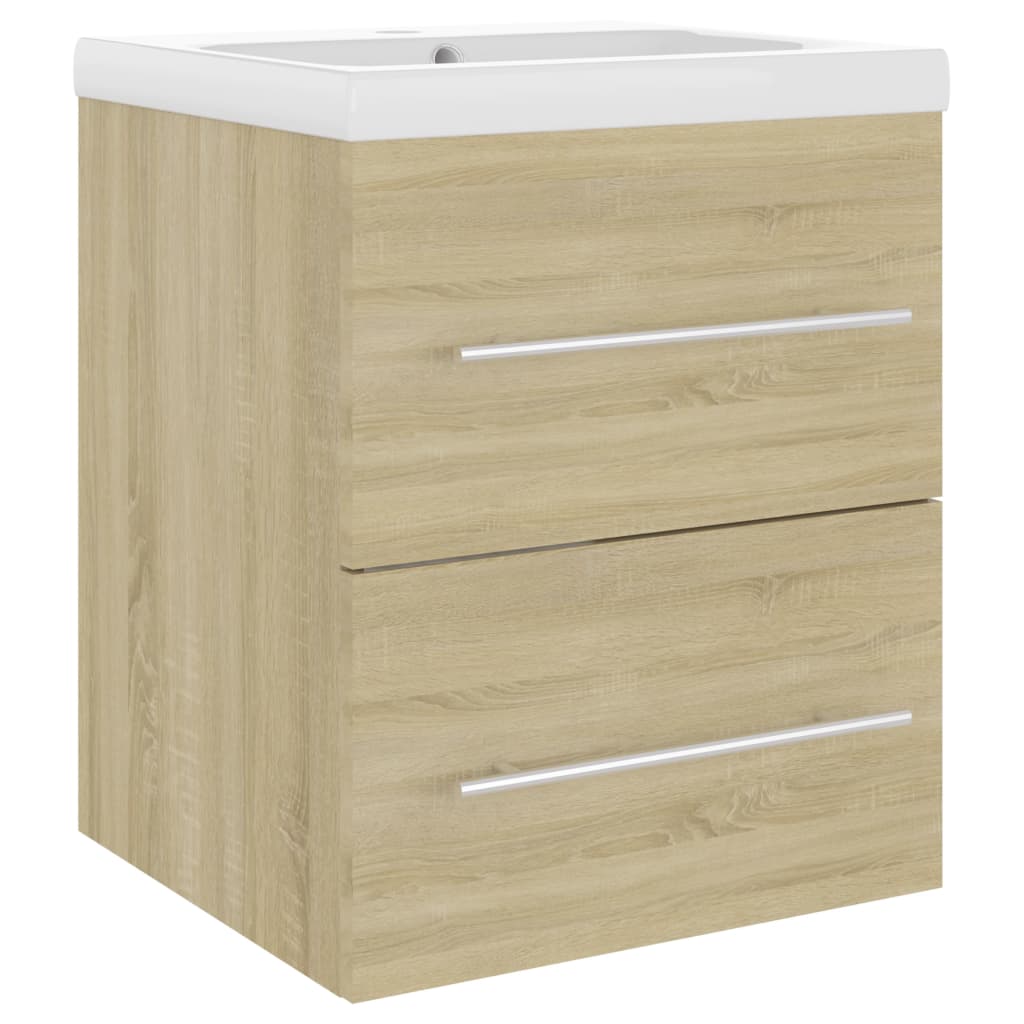 Armoire d’évier avec lavabo intégré Chêne sonoma Aggloméré - Meubles-lavabos de salle de bains