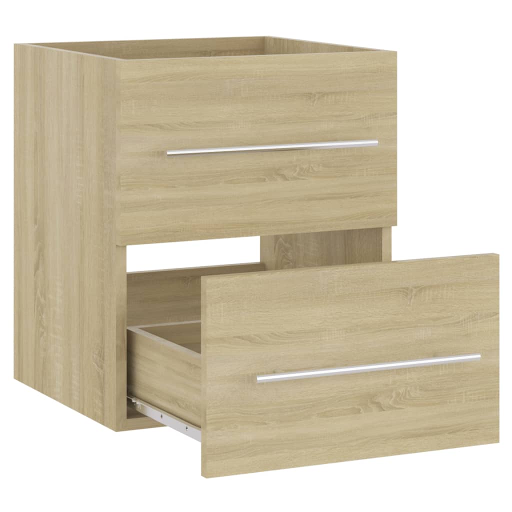 Armoire d’évier avec lavabo intégré Chêne sonoma Aggloméré - Meubles-lavabos de salle de bains