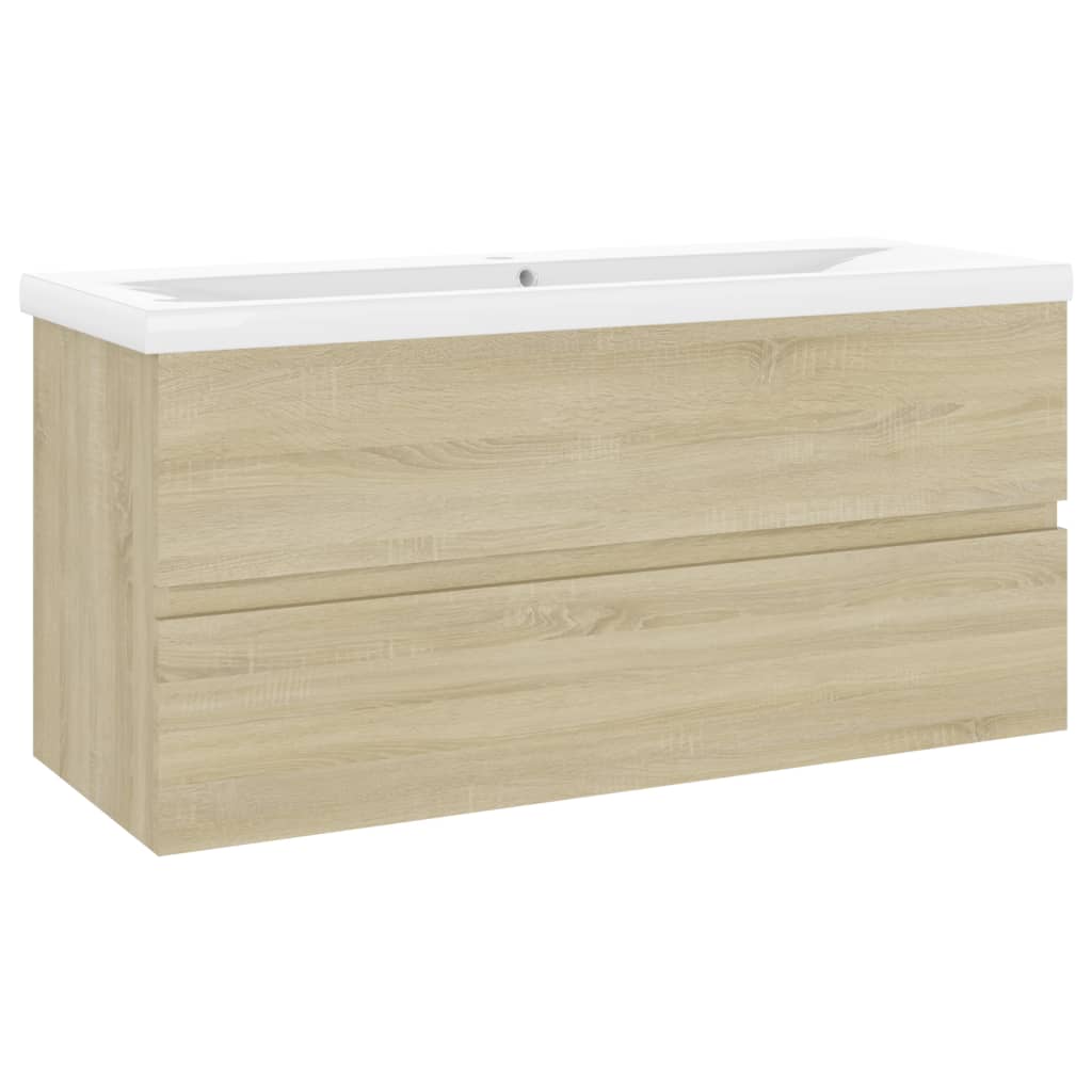 Armoire d’évier avec lavabo intégré Chêne sonoma Aggloméré - Meubles-lavabos de salle de bains