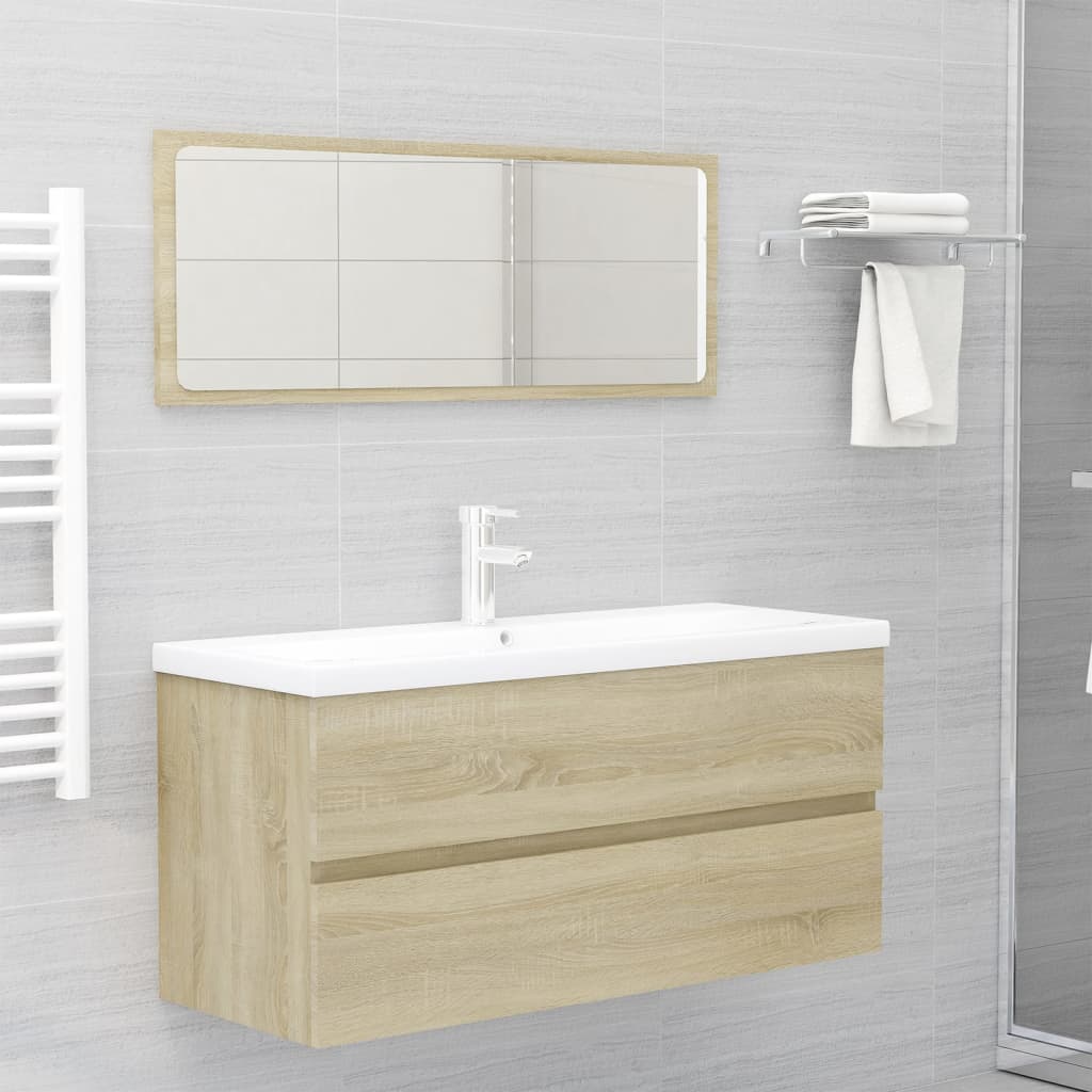 Armoire d’évier avec lavabo intégré Chêne sonoma Aggloméré - Meubles-lavabos de salle de bains