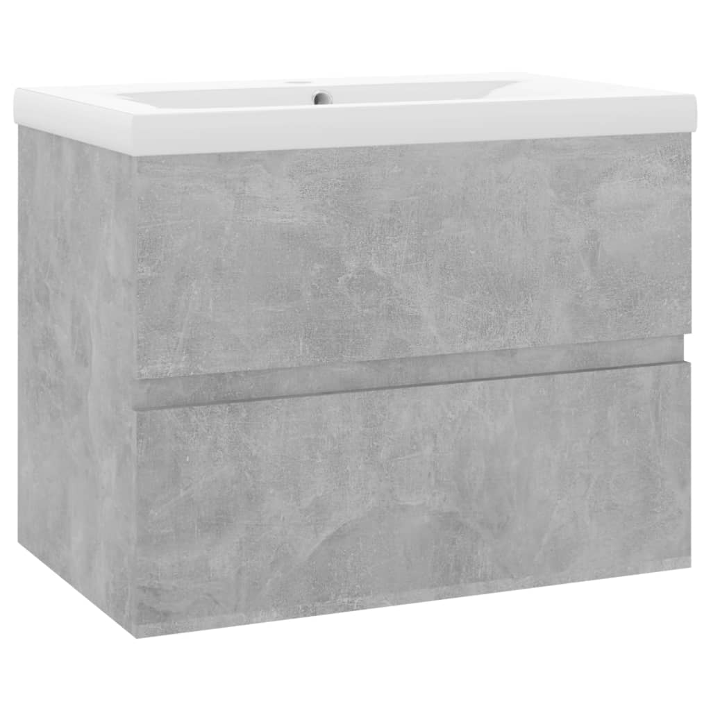 Armoire d’évier avec lavabo intégré Gris béton Aggloméré - Meubles-lavabos de salle de bains