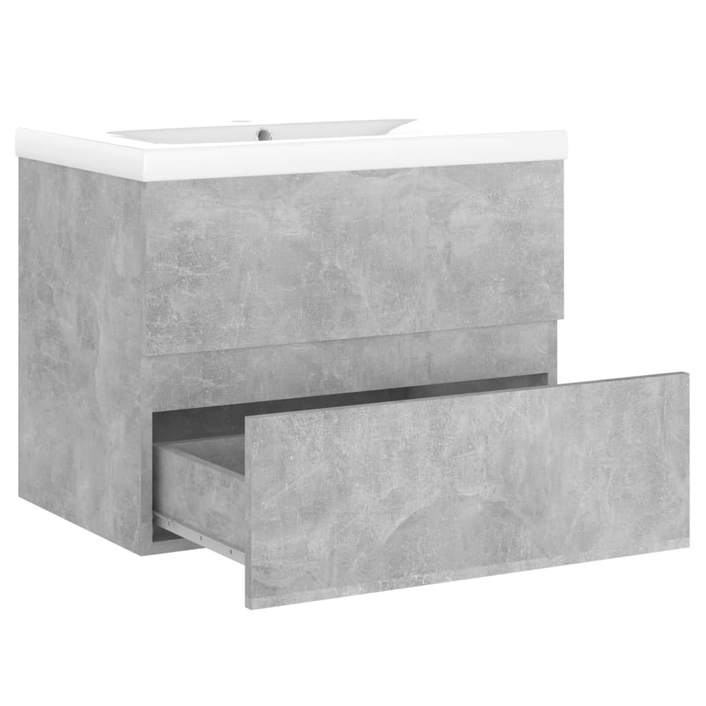 Armoire d’évier avec lavabo intégré Gris béton Aggloméré - Meubles-lavabos de salle de bains