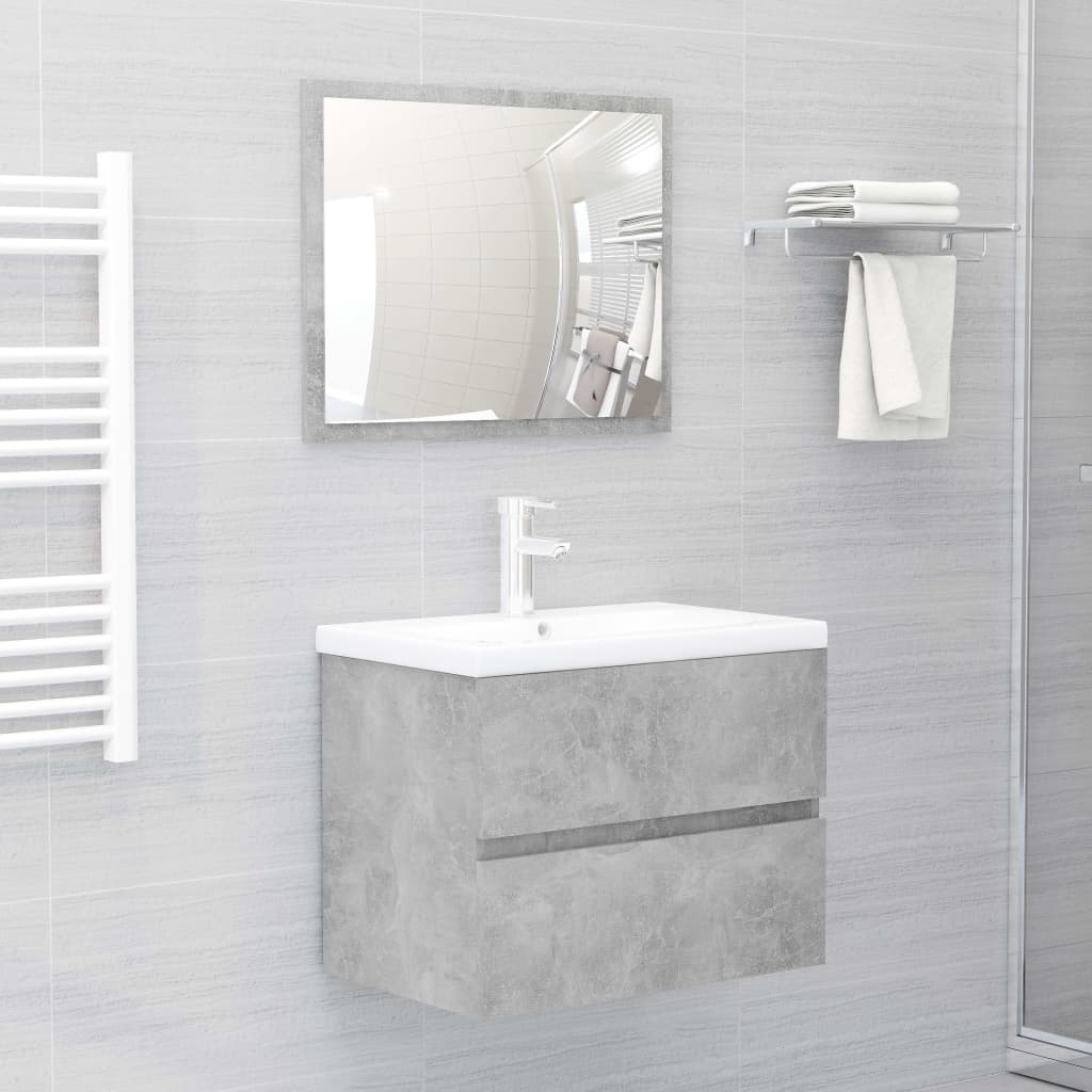 Armoire d’évier avec lavabo intégré Gris béton Aggloméré - Meubles-lavabos de salle de bains