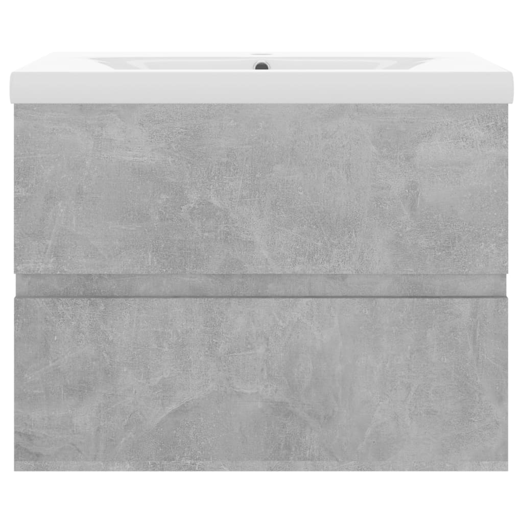 Armoire d’évier avec lavabo intégré Gris béton Aggloméré - Meubles-lavabos de salle de bains