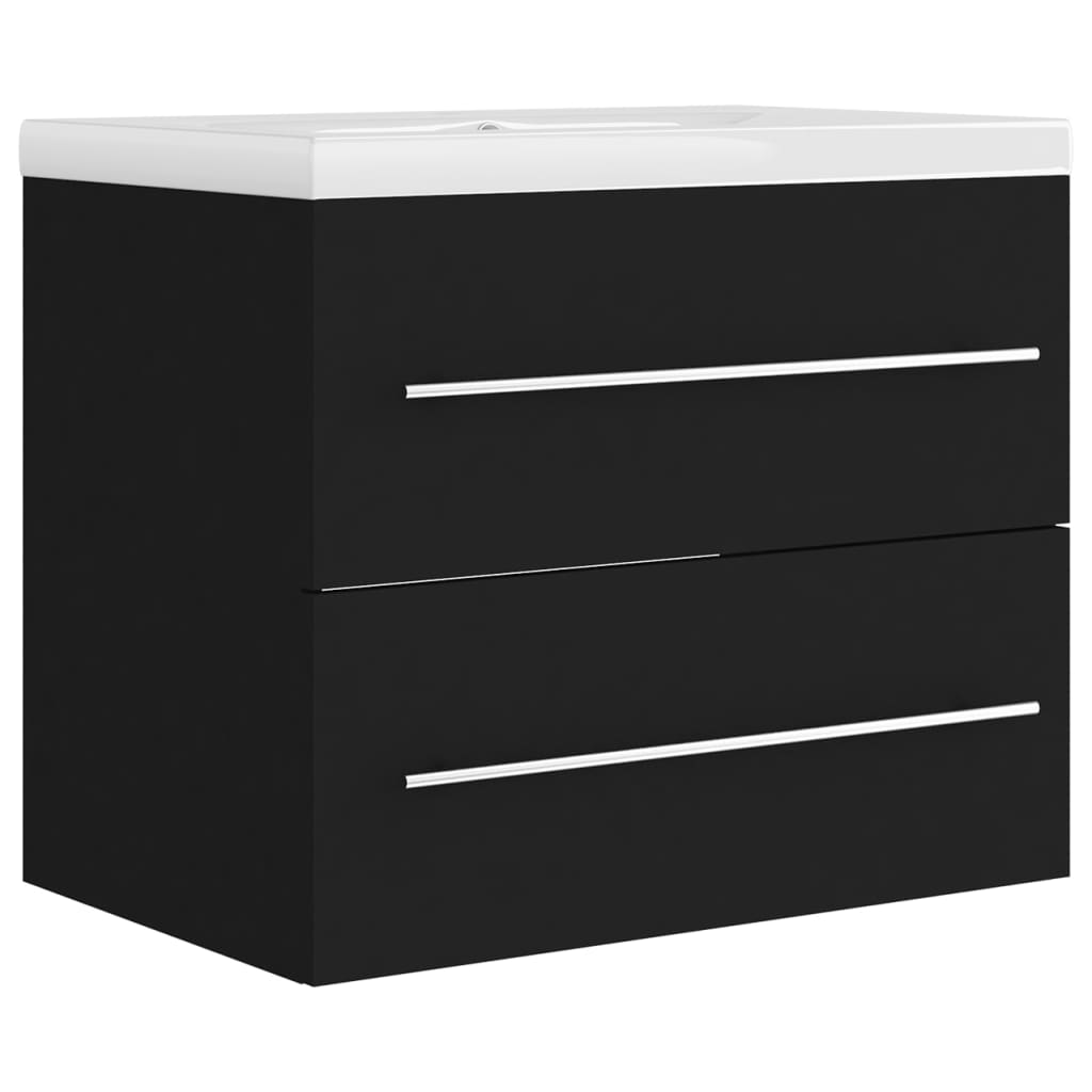 Armoire d’évier avec lavabo intégré Noir Aggloméré - Meubles-lavabos de salle de bains