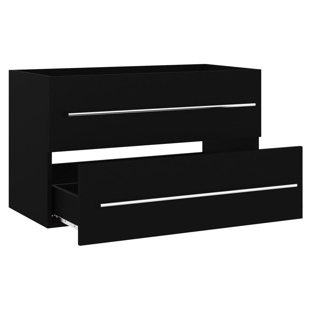 Armoire d’évier avec lavabo intégré Noir Aggloméré - Meubles-lavabos de salle de bains