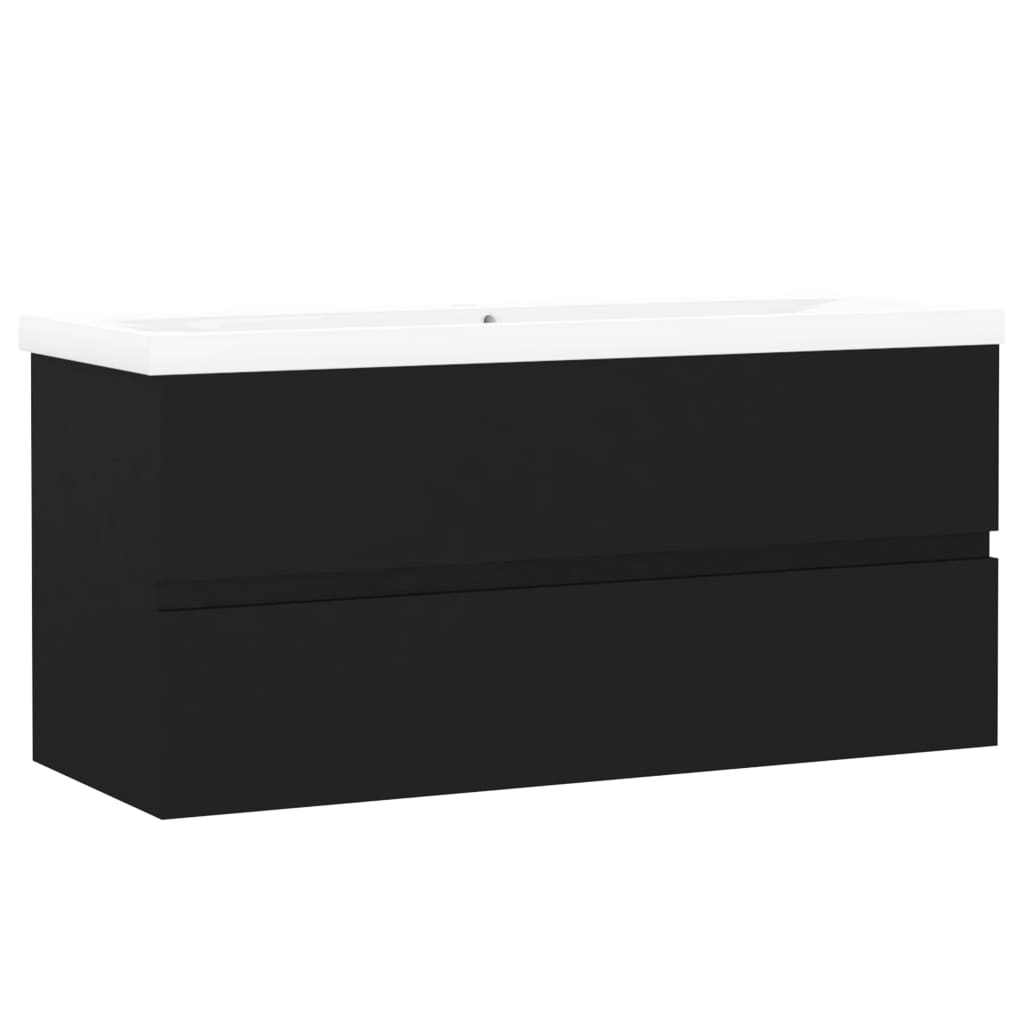 Armoire d’évier avec lavabo intégré Noir Aggloméré - Meubles-lavabos de salle de bains
