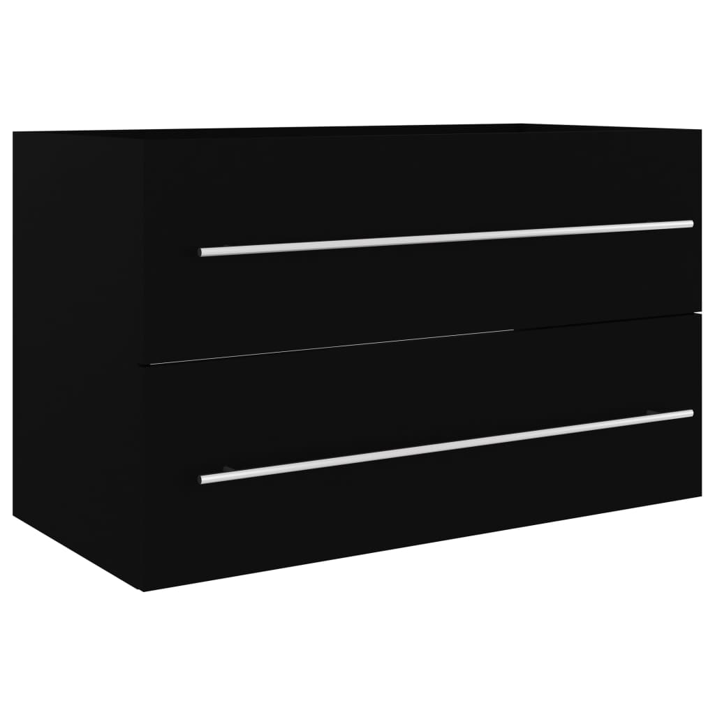 Armoire d’évier avec lavabo intégré Noir Aggloméré - Meubles-lavabos de salle de bains