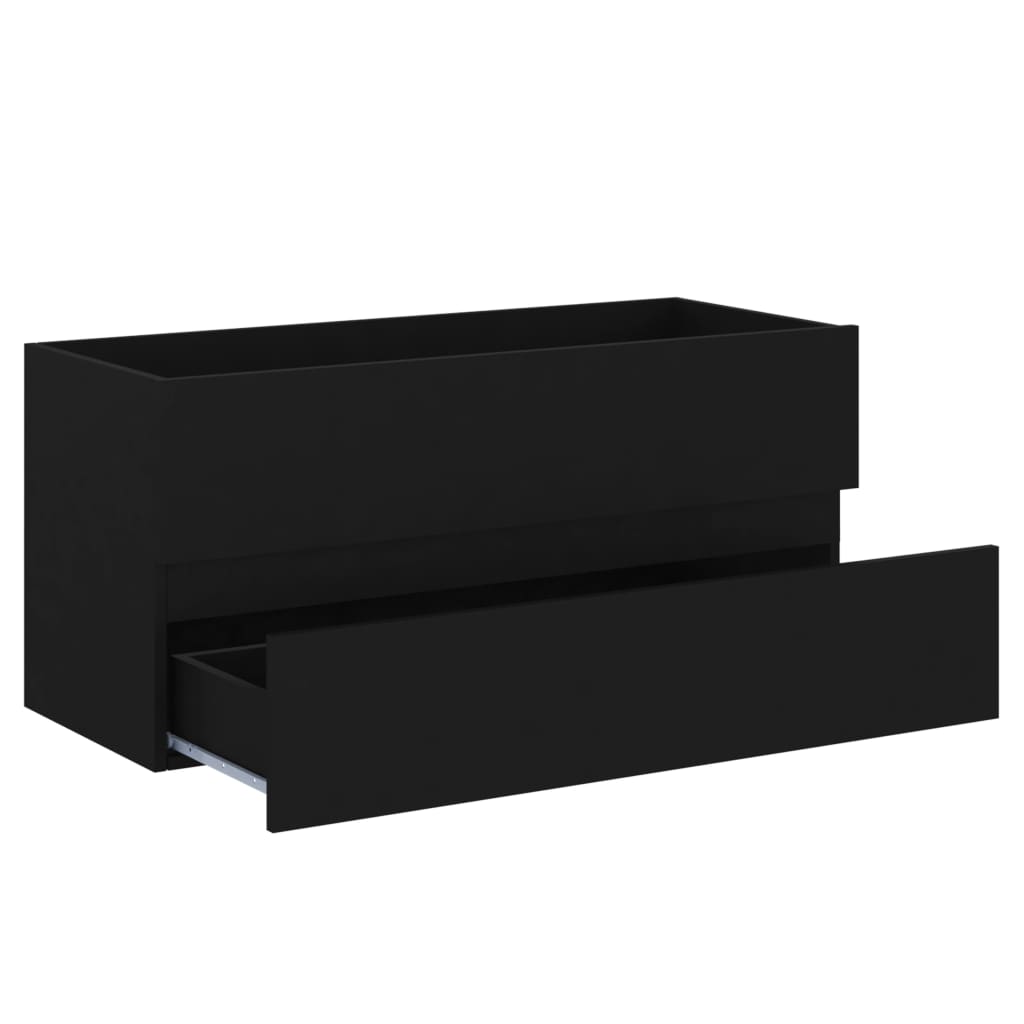 Armoire d’évier avec lavabo intégré Noir Aggloméré - Meubles-lavabos de salle de bains