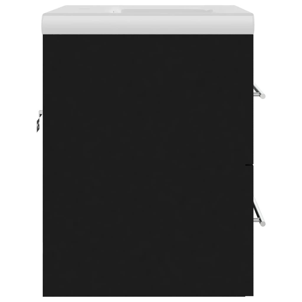 Armoire d’évier avec lavabo intégré Noir Aggloméré - Meubles-lavabos de salle de bains
