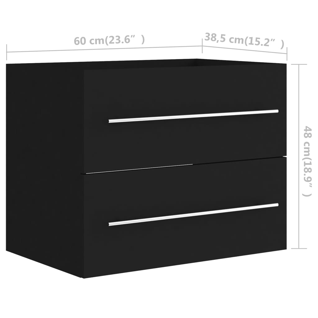 Armoire d’évier avec lavabo intégré Noir Aggloméré - Meubles-lavabos de salle de bains