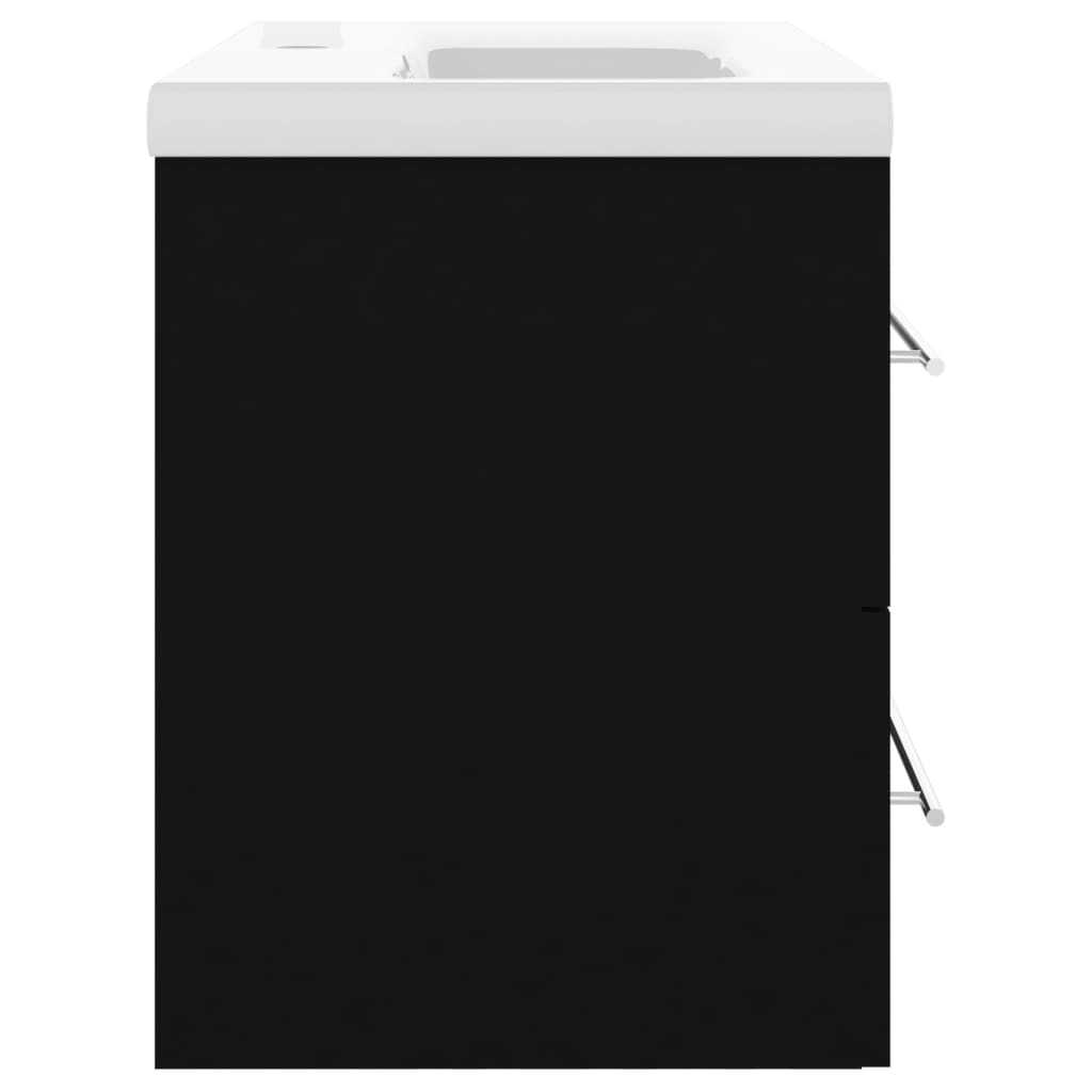 Armoire d’évier avec lavabo intégré Noir Aggloméré - Meubles-lavabos de salle de bains