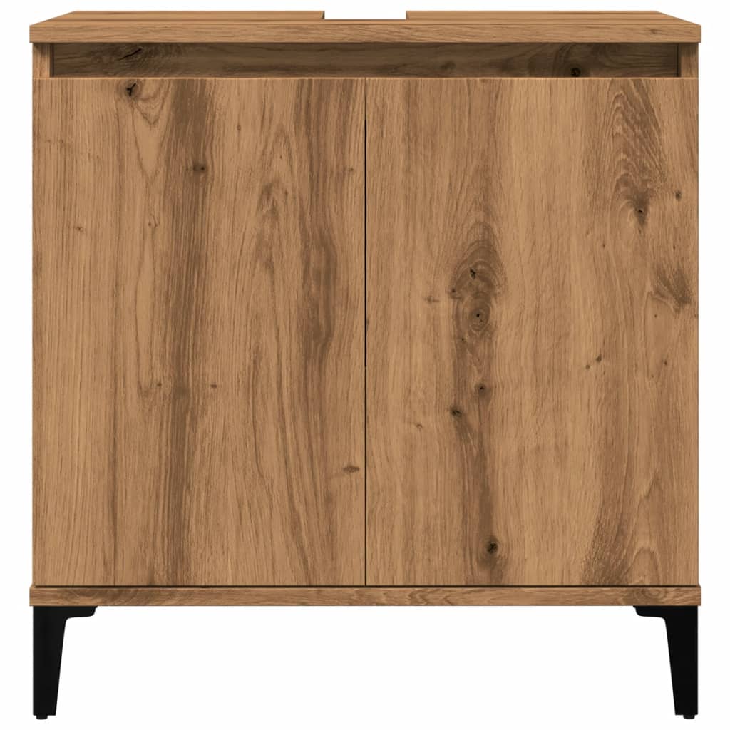 Armoire d’évier chêne artisanal 58x33x60 cm bois d’ingénierie - Meubles-lavabos de salle de bains