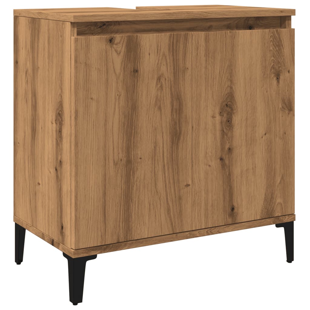 Armoire d’évier chêne artisanal 58x33x60 cm bois d’ingénierie - Meubles-lavabos de salle de bains