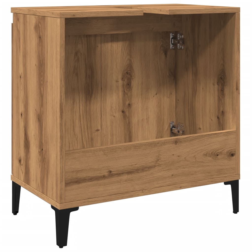 Armoire d’évier chêne artisanal 58x33x60 cm bois d’ingénierie - Meubles-lavabos de salle de bains