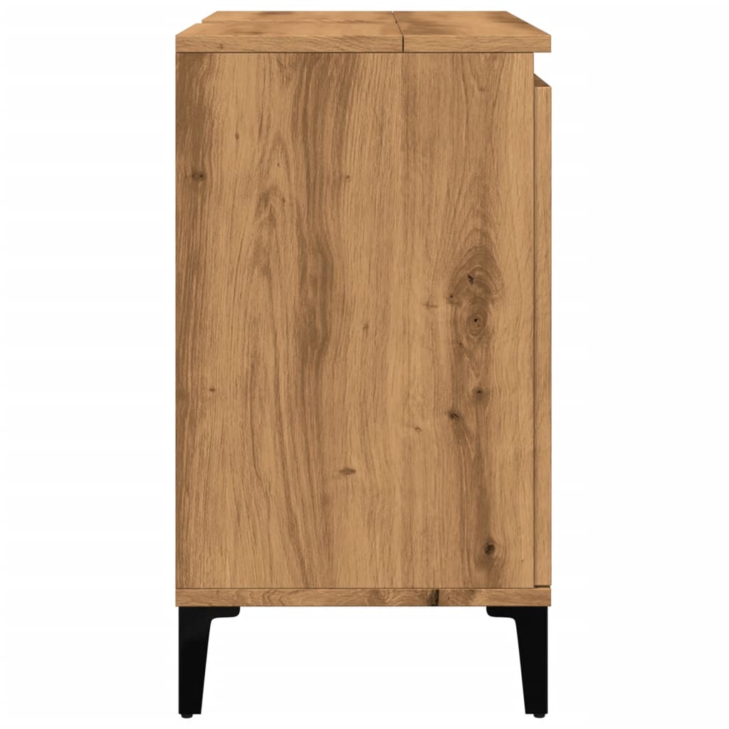Armoire d’évier chêne artisanal 58x33x60 cm bois d’ingénierie - Meubles-lavabos de salle de bains