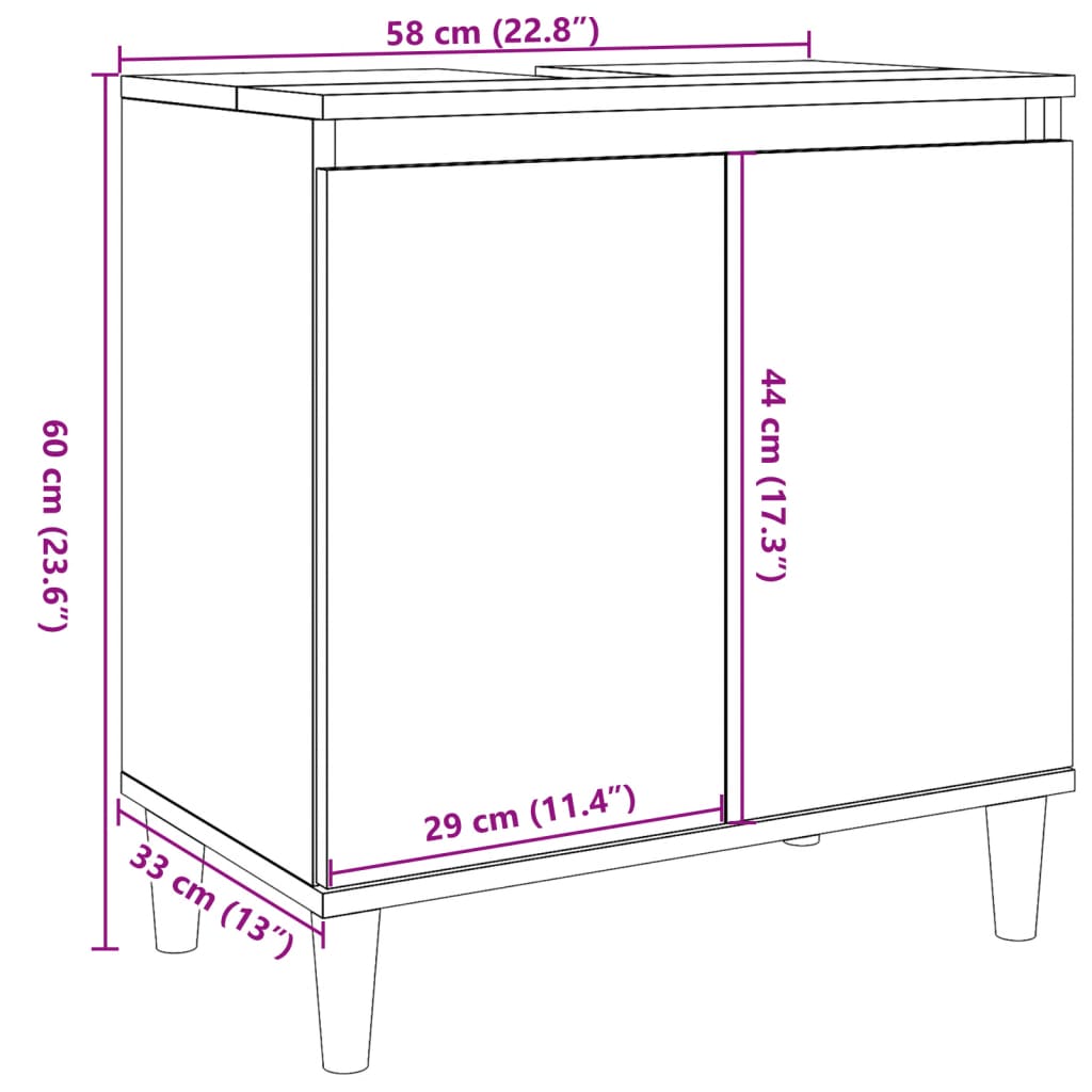 Armoire d’évier vieux bois 58x33x60 cm bois d’ingénierie - Meubles-lavabos de salle de bains