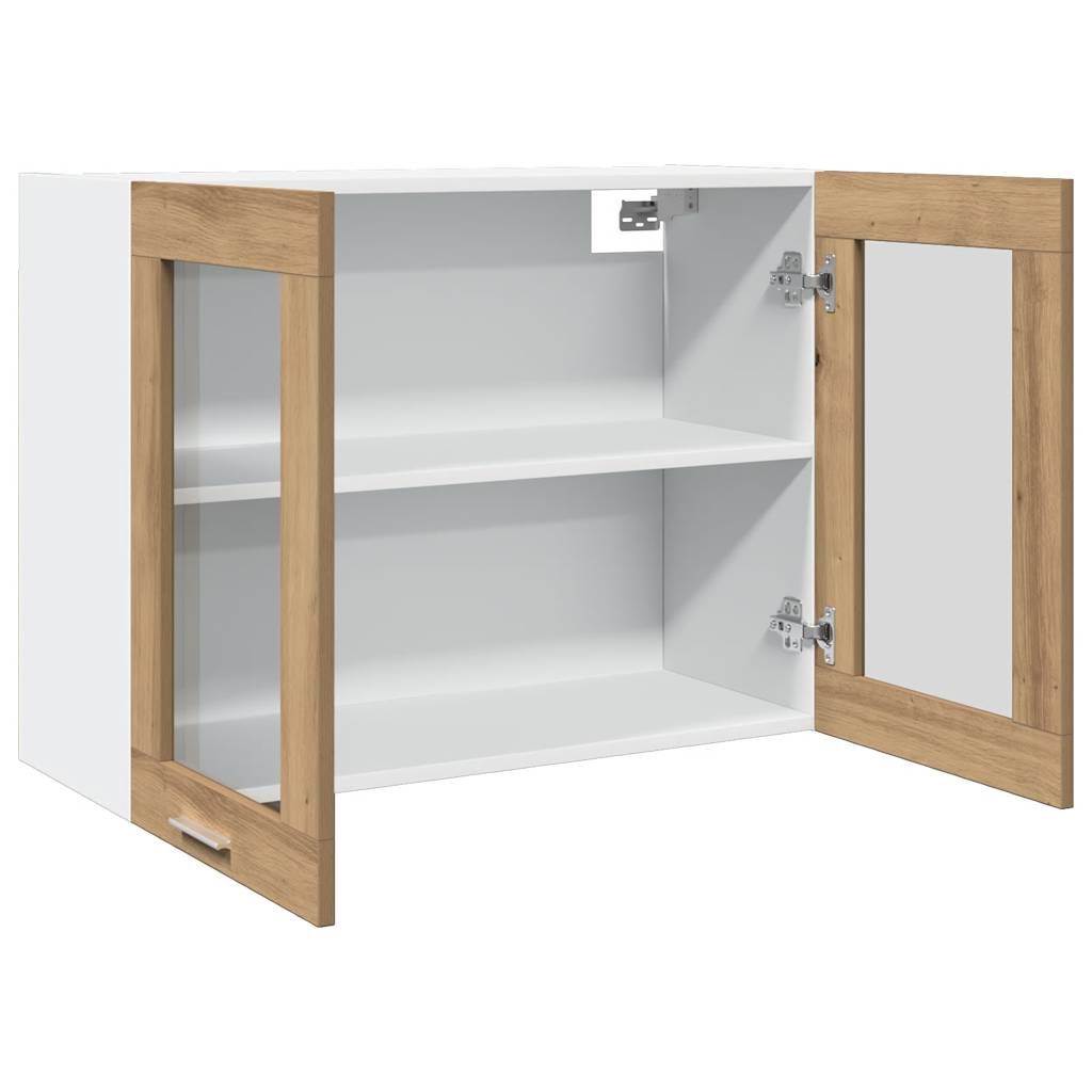 Armoire en verre suspendue chêne artisanal bois d’ingénierie - Meubles de cuisine