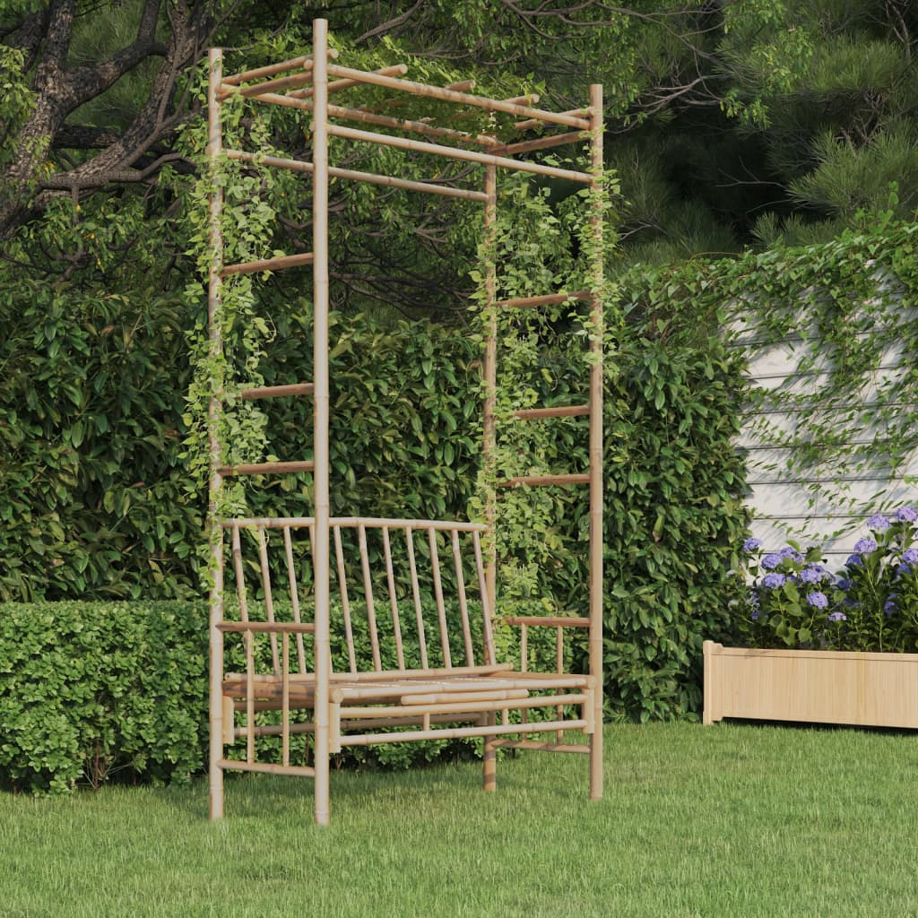 Banc de jardin avec pergola 116 cm Bambou - Bancs de jardin
