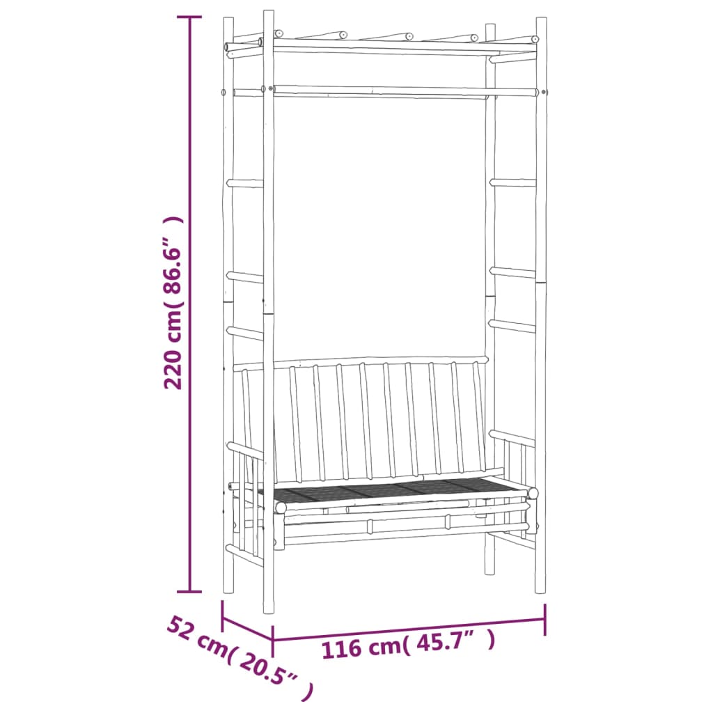Banc de jardin avec pergola 116 cm Bambou - Bancs de jardin