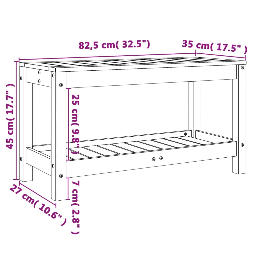 Banc de jardin noir 82,5x35x45 cm bois massif de pin - Bancs de jardin