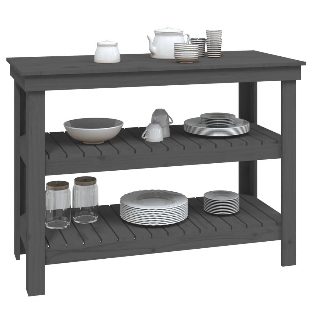 Banc de travail Gris 110,5x50x80 cm Bois de pin massif - Établis