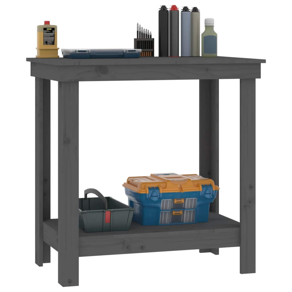 Banc de travail Gris 80x50x80 cm Bois de pin massif - Établis