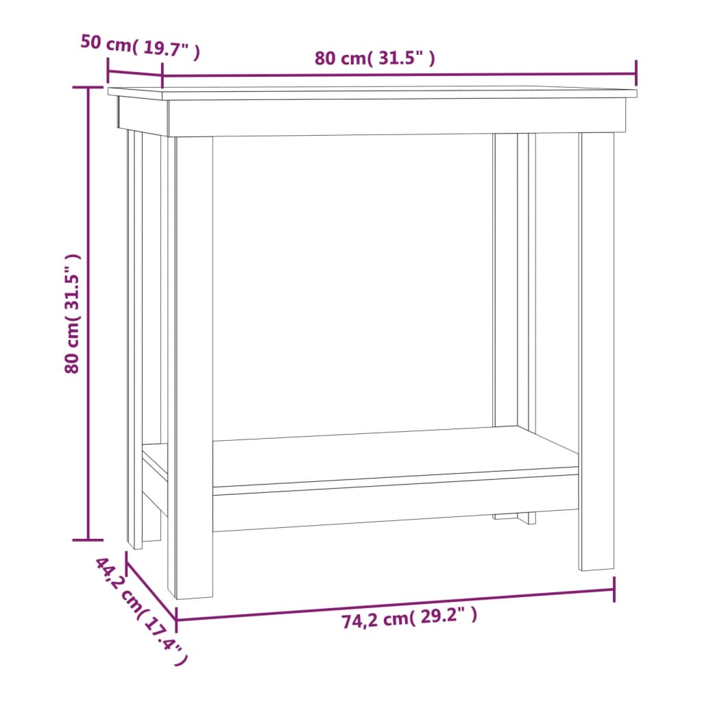 Banc de travail Gris 80x50x80 cm Bois de pin massif - Établis