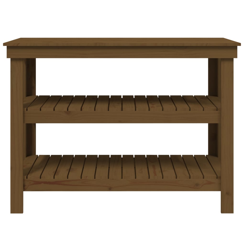 Banc de travail Marron miel 110,5x50x80 cm Bois de pin massif - Établis