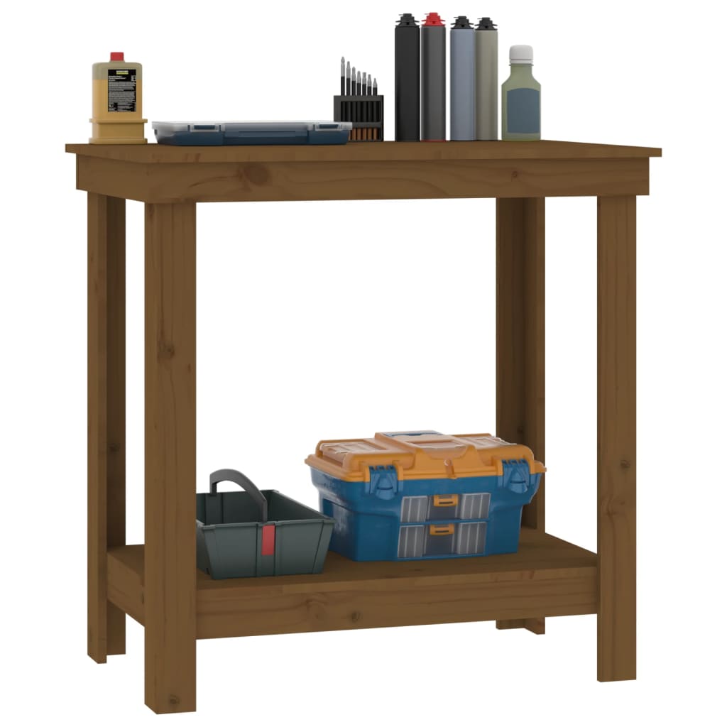Banc de travail Marron miel 80x50x80 cm Bois de pin massif - Établis