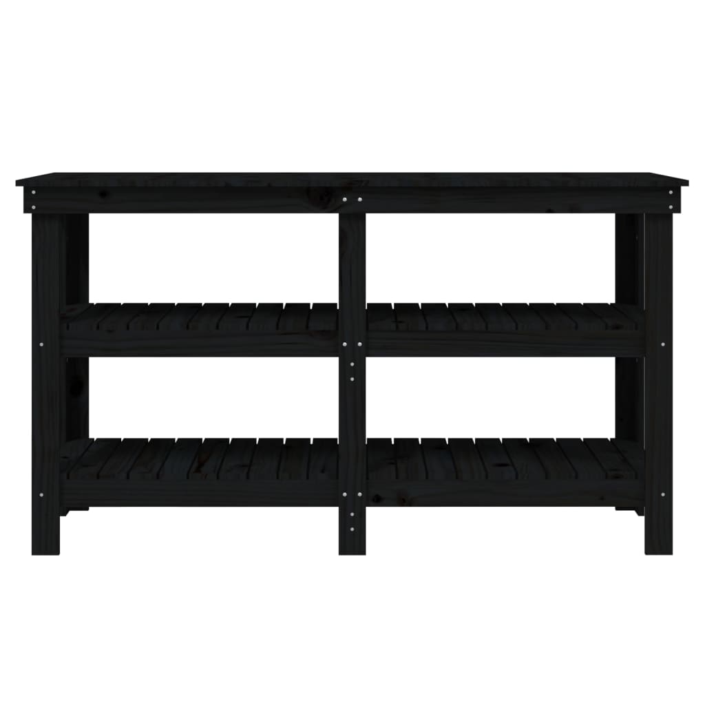Banc de travail Noir 142,5x50x80 cm Bois de pin massif - Établis
